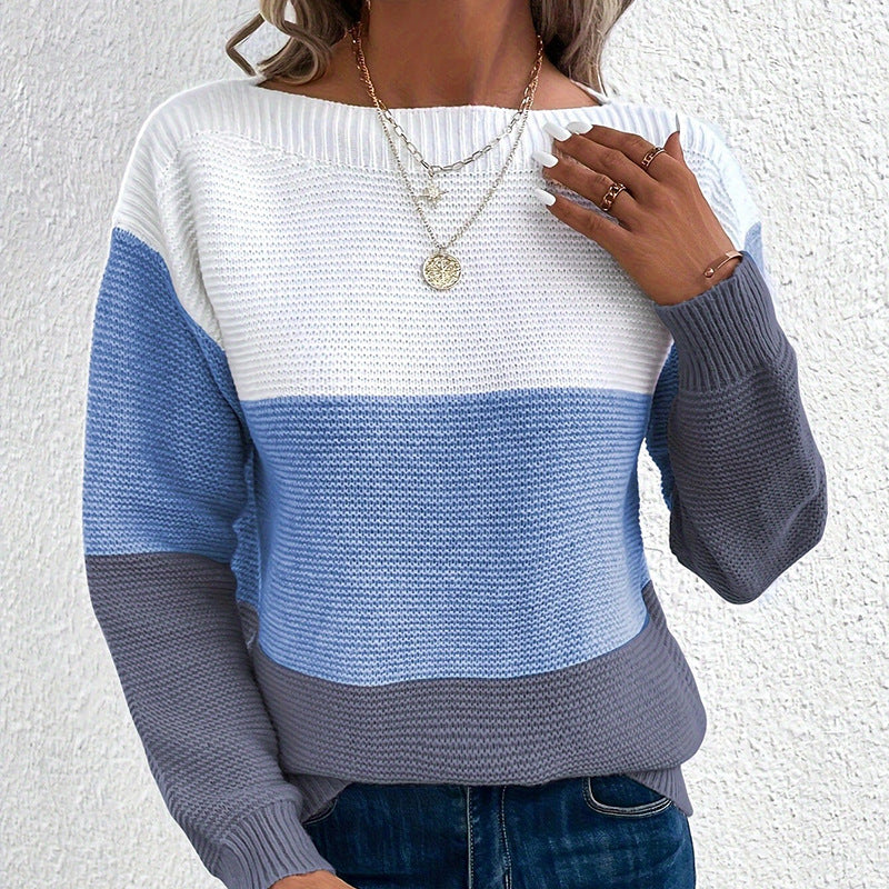 Autumn And Winter Knitted Sweater Women's Round Neck Long Sleeve Pullover Top