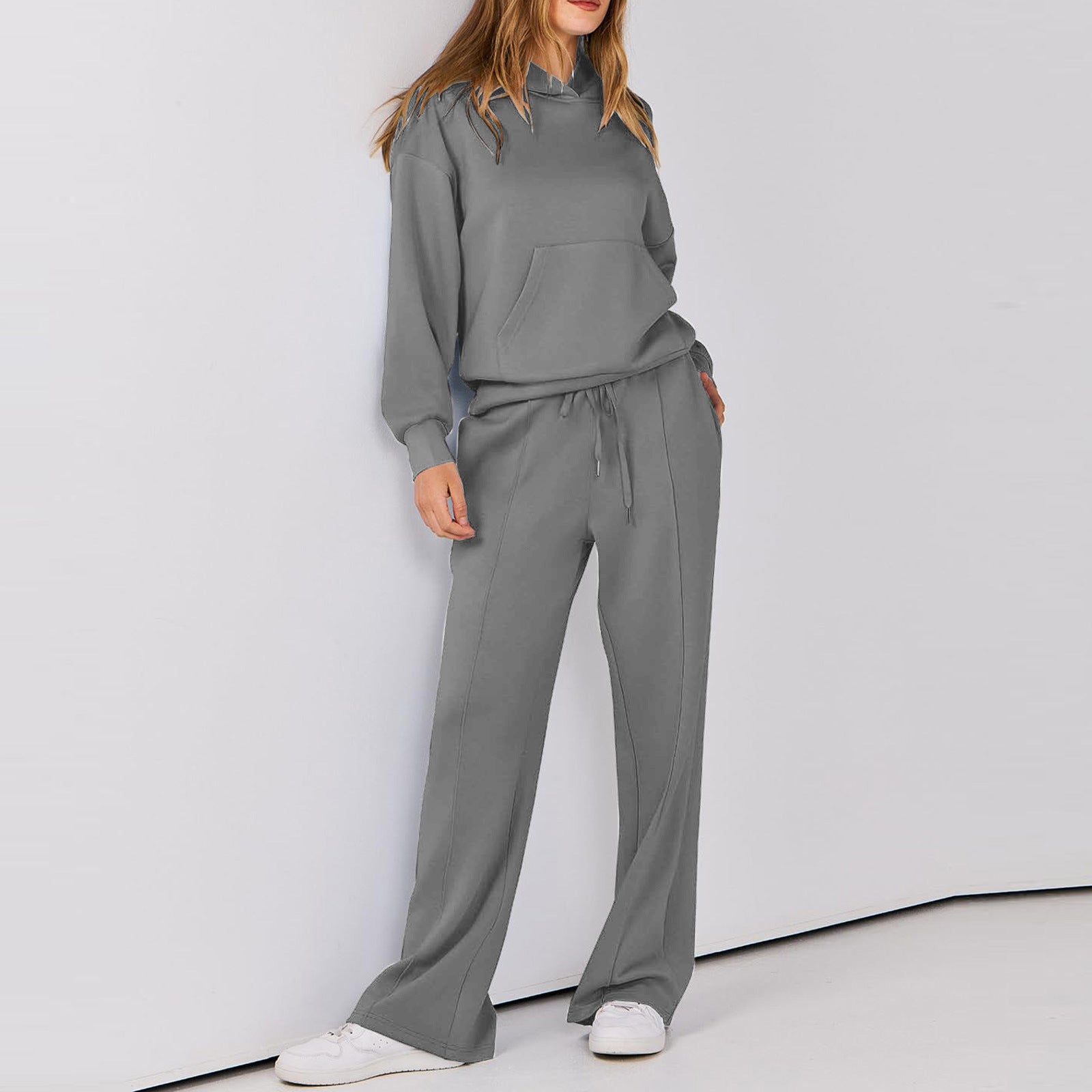 Womens Long Sleeve Drawstring Pocket Suit