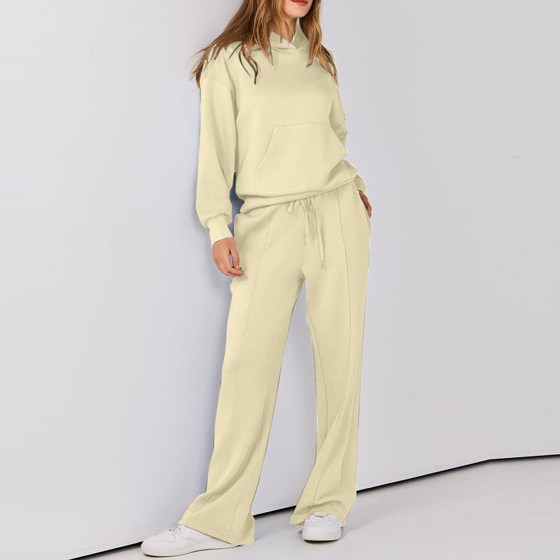 Womens Long Sleeve Drawstring Pocket Suit