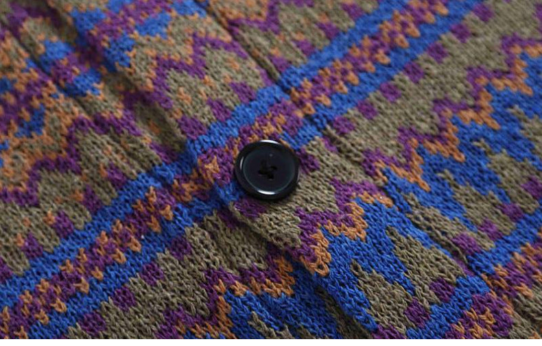 Mens Fashion Mixed Wool Jacquard Sweater