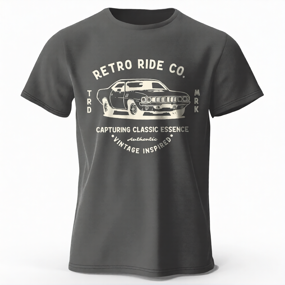 Men’s Vintage Car Graphic Cotton T-Shirt