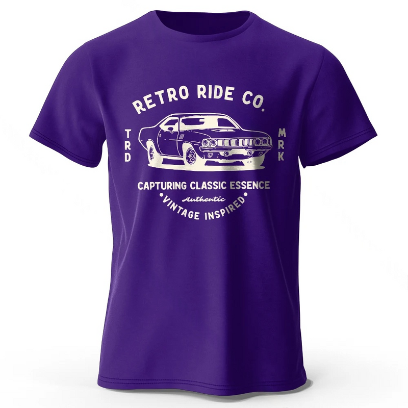 Men’s Vintage Car Graphic Cotton T-Shirt